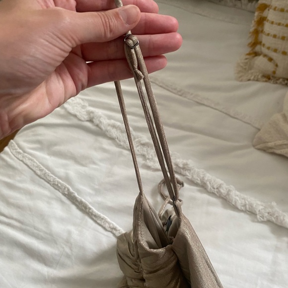 AQUA Metallic Rutched Tier Dress Champagne - Picture 12 of 15